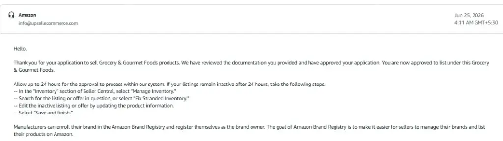 Application to sell Grocery & Gourmet Foods Products on amazon.