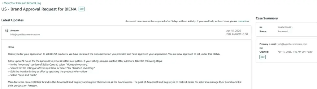Amazon Brand Approval Request