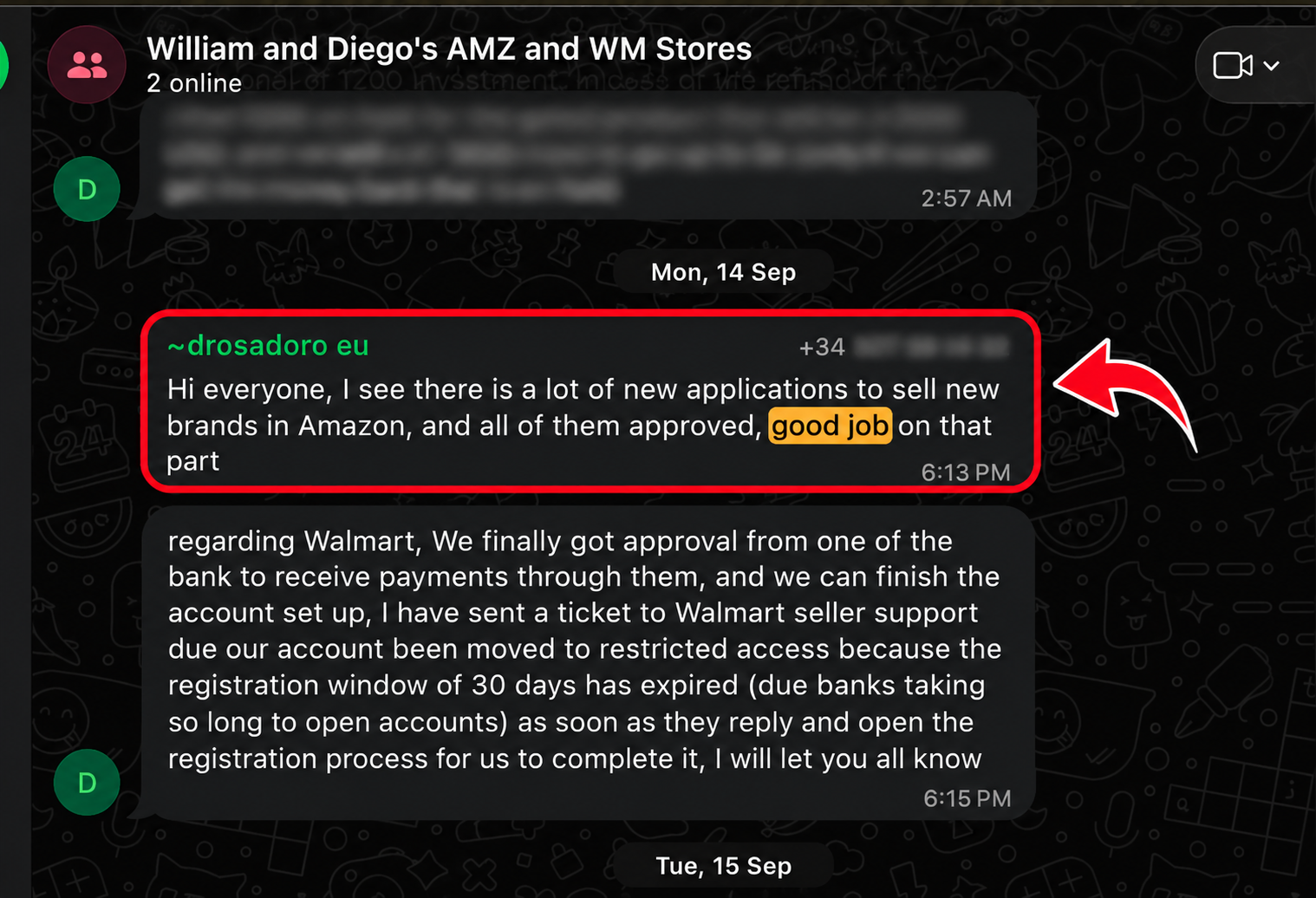William WhatsApp customer review for UpSell Wholesale